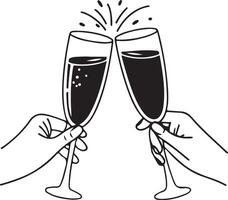 Stylish Champagne Bottle Silhouette Design vector