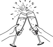 Elegant Champagne Glass Silhouette Design vector