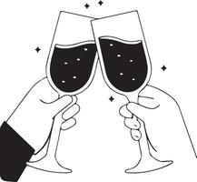 Festive Champagne Bottle and Glass Silhouette vector