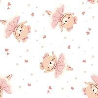 Seamless pattern in a simple childish style. Cute bear in ballerina costume dancing on white background vector