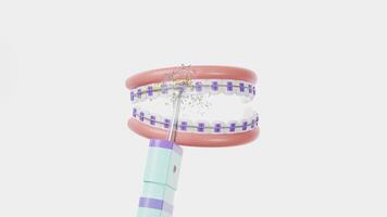3d Water Flosser isolated on white background. teeth cleaning concept with water, 3d illustration render video