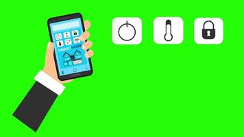 Futuristic Smart Home Graphic Animation of smart home control via smartphone. Innovative technology connects home devices, for modern convenience suitable for digital of a tech-style smart home video