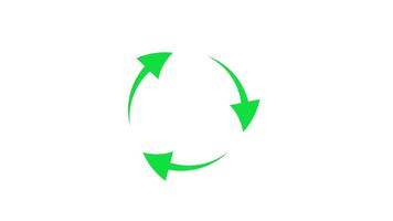 Arrow recycling symbol transition animation, rotating around. with a modern and minimalist design, 4k resolution with a white background video