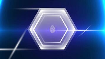 Digital Security Animation, Holographic fingerprint locks the padlock perfectly. Technology visual on data protection. Ideal for cyber-themed footage and technology digital security video