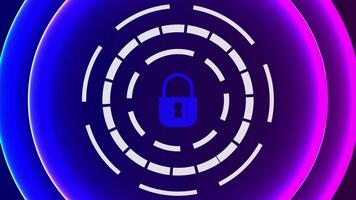 Motion Animated graphics Fingerprint Digital Lock Digital padlock lock with fingerprint, featuring modern cyber security. Futuristic technology background video