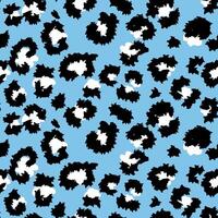 Stylish seamless pattern with black and white leopard-style spots on a soft blue background. print for fashion, textiles, wallpapers, and modern graphic design, offering a bold and trendy look vector