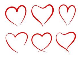 Hand drawn heart icon for valentine day. Doodle red heart outline frame background. vector