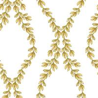 Rhomboid branches seamless pattern on white background. Hand drawn watercolor botanical surface with textured foliage. Perfect for the wallpaper and textile and modern designs. vector