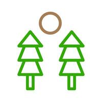 Two pine trees and sun icon. Concept of nature, ecology, and environment. vector