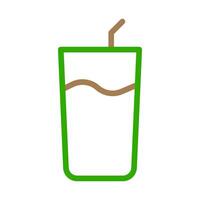 Beverage in glass with straw. Concept of drinking, refreshment, and hydration. vector