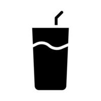 Glass of drink with straw. Concept of refreshment, beverage, and hydration. vector