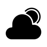 Cloudy weather icon with sun. Concept of weather forecast, climate, and meteorology. vector