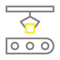 Conveyor belt with robotic arm in factory. Concept of automation, industry, and technology. vector