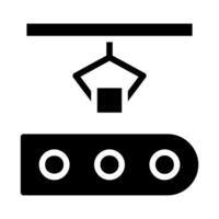 Conveyor belt with robotic arm in factory. Concept of automation, industry, and production. vector