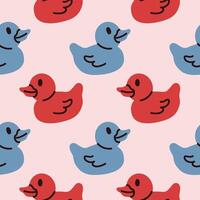Rubber Ducks seamless Pattern. Wrapping, packaging in flat style. Blue and pink. Suitable for gift wrap, greeting card, textile design, fabric. vector