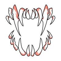 Terrible jaws of a beast with white sharp teeth. Vampire teeth in horror style for the Halloween. isolated on white background. vector