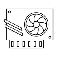 GPU line icon. Modern Graphic Processing Unit with one fans. vector