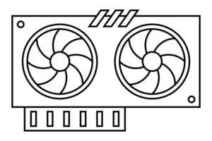 GPU line icon. Graphic Processing Unit with two fans. vector