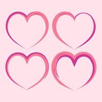 Heart shapes frame or border with a hand-drawn, thick and expressive brushstroke style. For graphic design applications, frame text or images, for web design, serving as decorative elements. vector