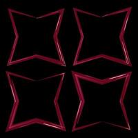 Set of four star-shaped frames. Modern and dynamic aesthetic ideal for graphic design projects. Perfect for framing text, images, or decorative elements, digital art compositions, social media banner. vector