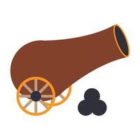 Cannon with bullets. Pirate cannon. vector