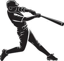 Dynamic Baseball Player Silhouette in Black and White vector