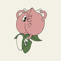 lying peach retro cartoon mascot vector