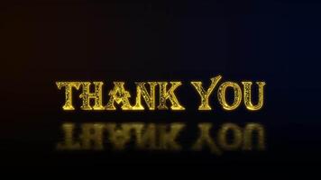 Thank you greeting text with particles luxury animation, gold text animation with reflection video