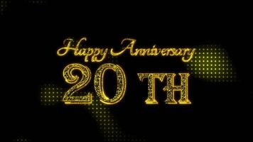 Happy Anniversary 20 th golden text with particles luxury animation, gold text animation with halftone backgound video