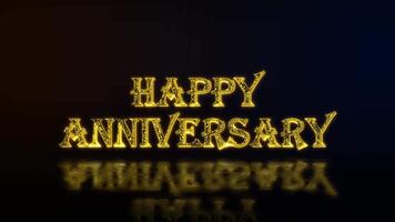Happy anniversary golden text with particles luxury animation, gold text animation with reflection video