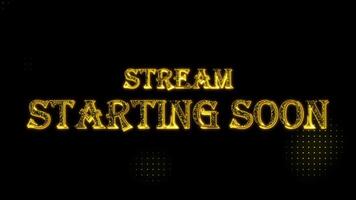 Stream Starting Soon text looping with particles luxury animation, gold text animation with halftone backgound video