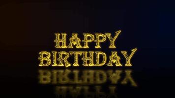 Happy Birthday greeting text with particles luxury animation, gold text animation with reflection video