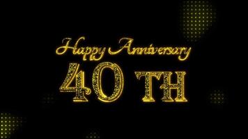 Happy Anniversary 40 th golden text with particles luxury animation, gold text animation with halftone backgound video