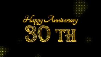Happy Anniversary 30 th golden text with particles luxury animation, gold text animation with halftone backgound video