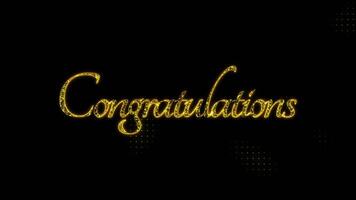Congratulations greeting text with particles luxury animation, gold text animation with halftone backgound video