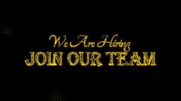 We are hiring join our team text with particles luxury animation, gold text animation with halftone backgound video