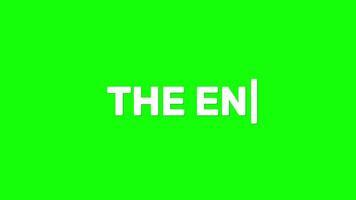The end typewriter on green screen animation video
