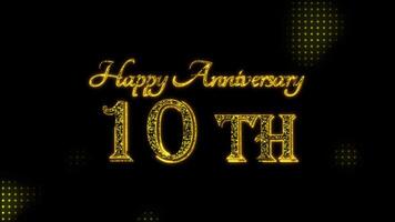 Happy Anniversary 10 th golden text with particles luxury animation, gold text animation with halftone backgound video