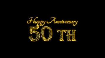 Happy Anniversary 50 th golden text with particles luxury animation, gold text animation with halftone backgound video