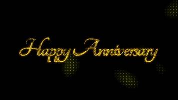 Happy Anniversary greeting text with particles luxury animation, gold text animation with halftone backgound video