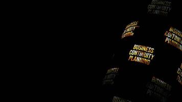 Business Continuity Planing glitch gold text abstract loop background video