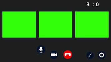 Three monitor Call meeting conference interface animation with single large monitor. Remote call and chat in team. Green screen chroma key. Group conference PC screen. Virtual education video