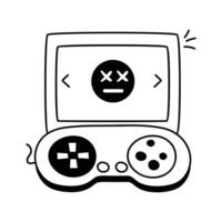 Icon of a handheld game console with a game over screen vector