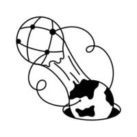 Icon of a globe emerging from a digital network vector