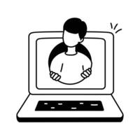 Profile picture displayed on a laptop screen, concept icon of digital profile vector