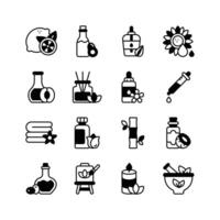 This set of icons depicts various spa and aromatherapy elements, ready for premium use.. vector
