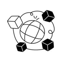 Global network concept associated with blockchain technology vector