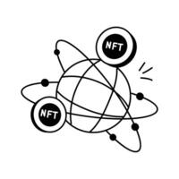 Representation of the global reach of NFTs in the metaverse vector