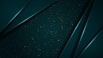 abstract dark green overlap layers with white light, circle Texture with silver and golden glitters dots element decoration. vector