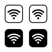 Wifi, wireless network icon on black square. Public wi-fi area sign symbol vector